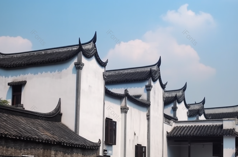 徽派古建筑白墙晴朗天空背景,高清,摄影图,摄影图片,图片大全,摄影图免费下载